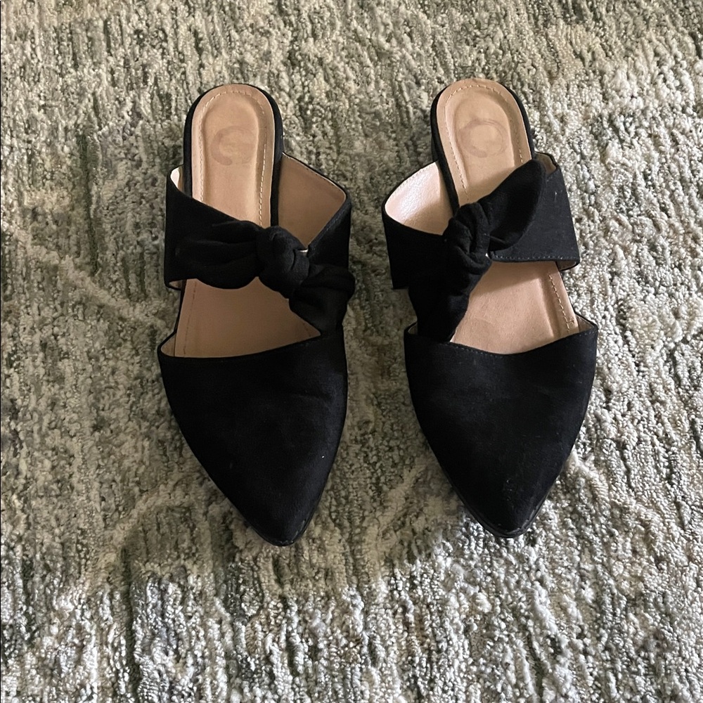 Journee Collection Black Bow Mules